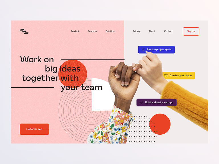 An image of Project Management Landing page example for Happy colors UI Trends design