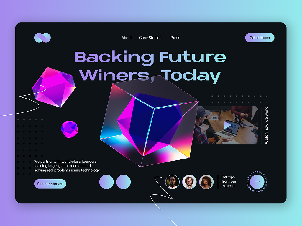 An image of Aurora Gradients Landing page a UI Trends design